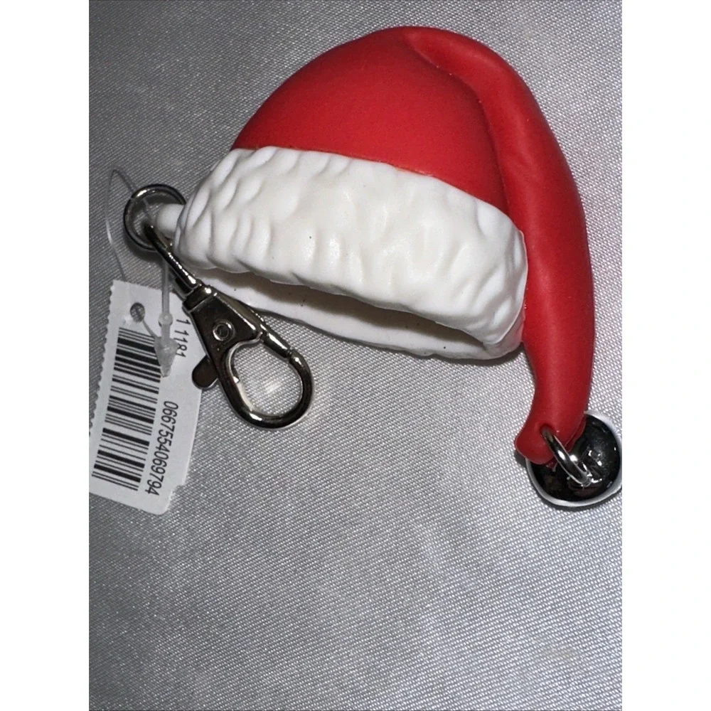 Bath & Body Works Santa Hat PocketBac Holder Red White Silicone Jingle Bell Tag